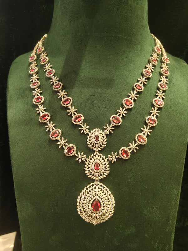 AD Stone Layer Long Necklace