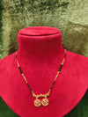 Short Length New Unique Design Stone Mangalsutra Artificial Imitation Mangalsutra With Black Breads With Stone And moti pearl