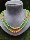 Green and golden two layer beads mala