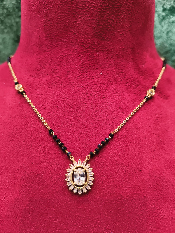Short Length New DesignStone Mangalsutra Artificial Imitation Mangalsutra With Black Breads