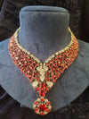 Ruby V shape AD Stone Necklace