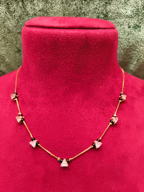 Short Length New Design Stone Mangalsutra Artificial Imitation Mangalsutra With Black Breads