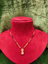 Short Length New Design Mangalsutra Artificial Imitation Short Mangalsutra With Black Breads With Stone Pendant