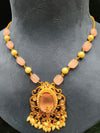 Pink and motibeads mala with pendant