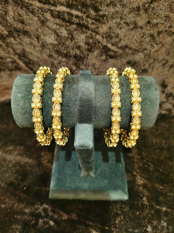 Pearl Moti white stone Bangles size 2.2