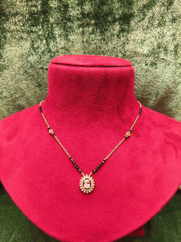 Short Length New DesignStone Mangalsutra Artificial Imitation Mangalsutra With Black Breads