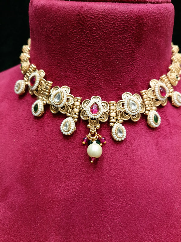 Rajvadi Kundan Antique Necklace