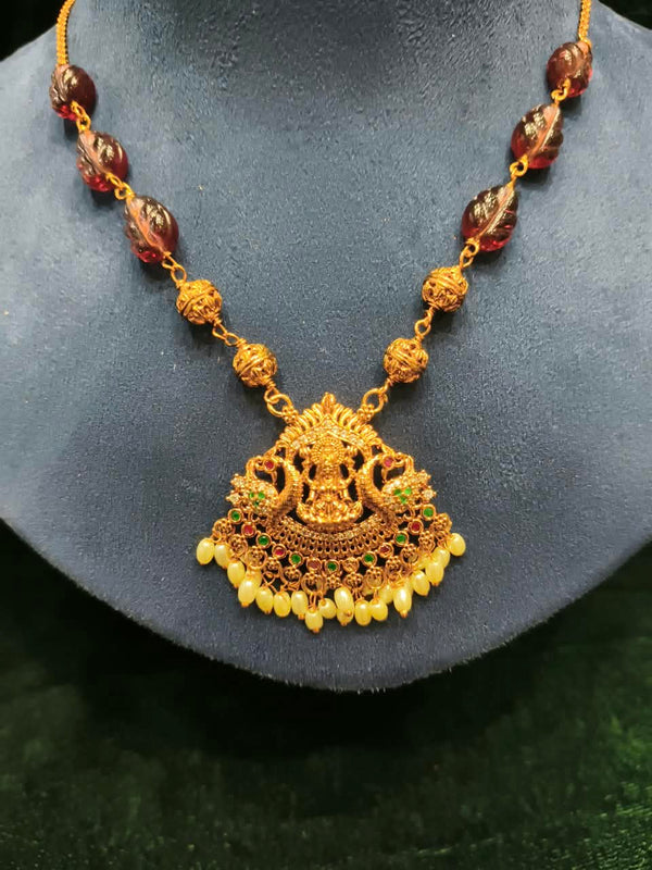 Golden and colour beads mala with pendant