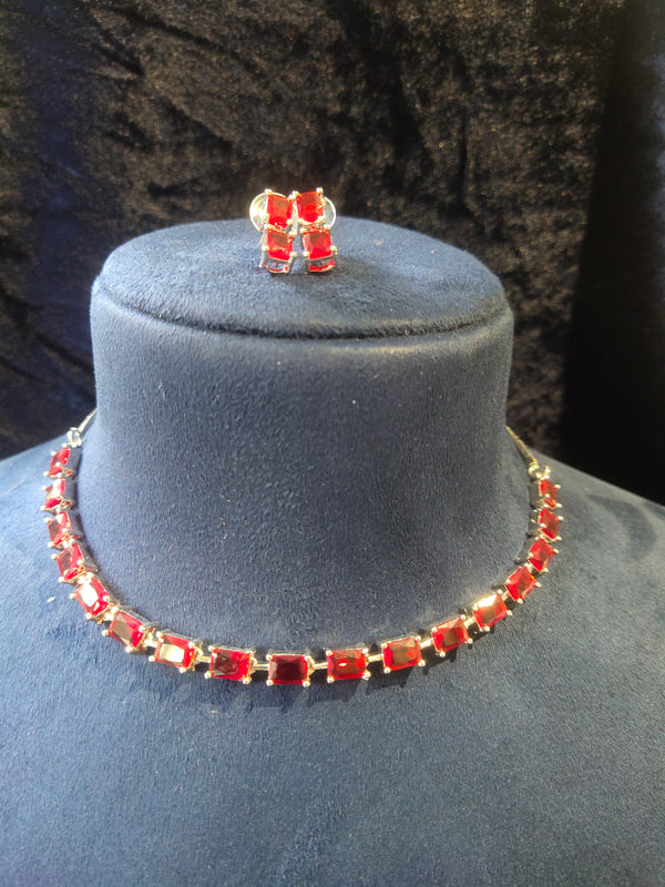 Red AD stone Necklace