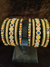 Bangles with colour kundan and pearl moti Size 2.4