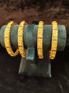 Gold polish Rajwadi Style 4 pic Bangles Size 2.4 with red and green kundan stone