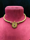 Kanthi Short Traditional Necklace With Maroon Pink Stone Beads