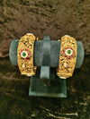 Gold plated Openable Green and red kundan stone 2.2 size bangles
