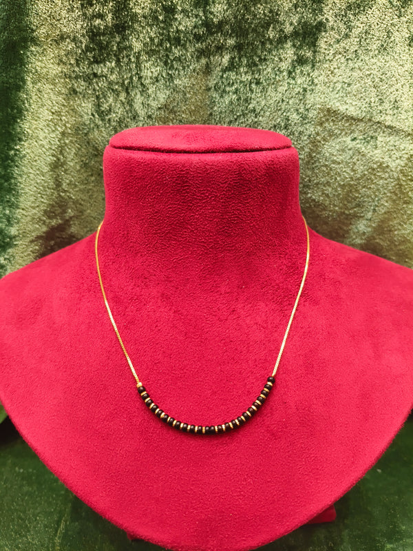 Short Length New Design Stone Mangalsutra Artificial Imitation Mangalsutra With Black Breads Delicate Design
