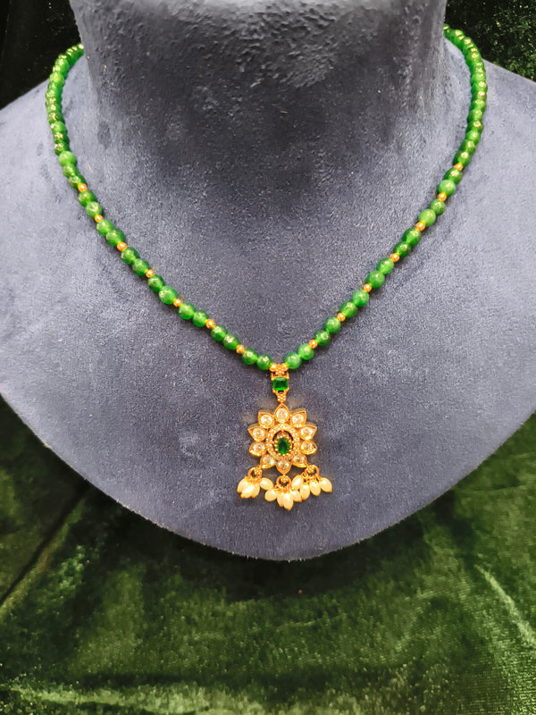 Green colour beads with pendant