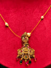 Delicate Stone Necklace Invisible Temple necklace with Lakshmi pendant