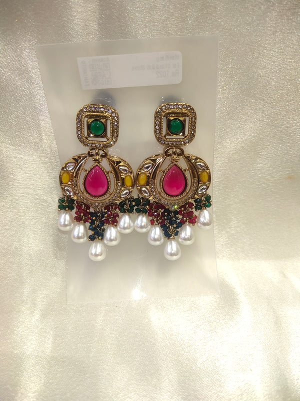 Kundan Earring hangging Perl Moti