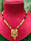 Short Gold Plated Black Beads Mangalsutra With Pendant