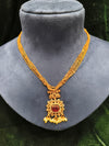 Short necklace with stone and pearl pendant