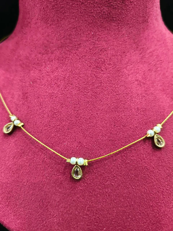 Delicate Necklace Invisible necklace with stone with moti Pearl