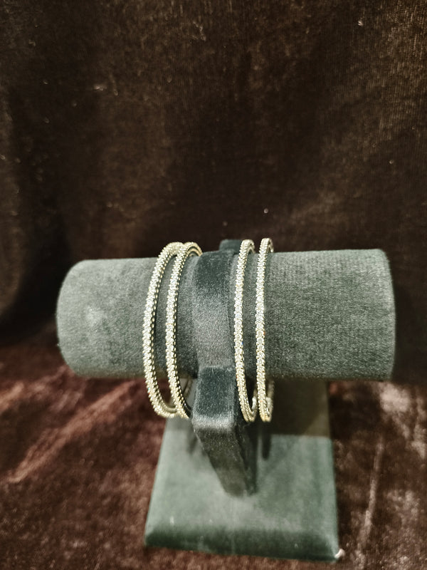 Stone 4 pic Bangles Size 2.2 Silver polish