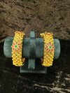 Gold plated Openable Green and red kundan stone 2.2 size 2 pic bangles