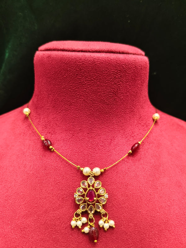 Delicate Necklace Invisible necklace with stone and moti pearl