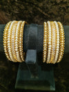 Gold plated pearl Moti and stone bangles size 2.2