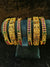 Gold polish Rajwadi Style 6 pic Bangles Size 2.4 with red and green kundan stone