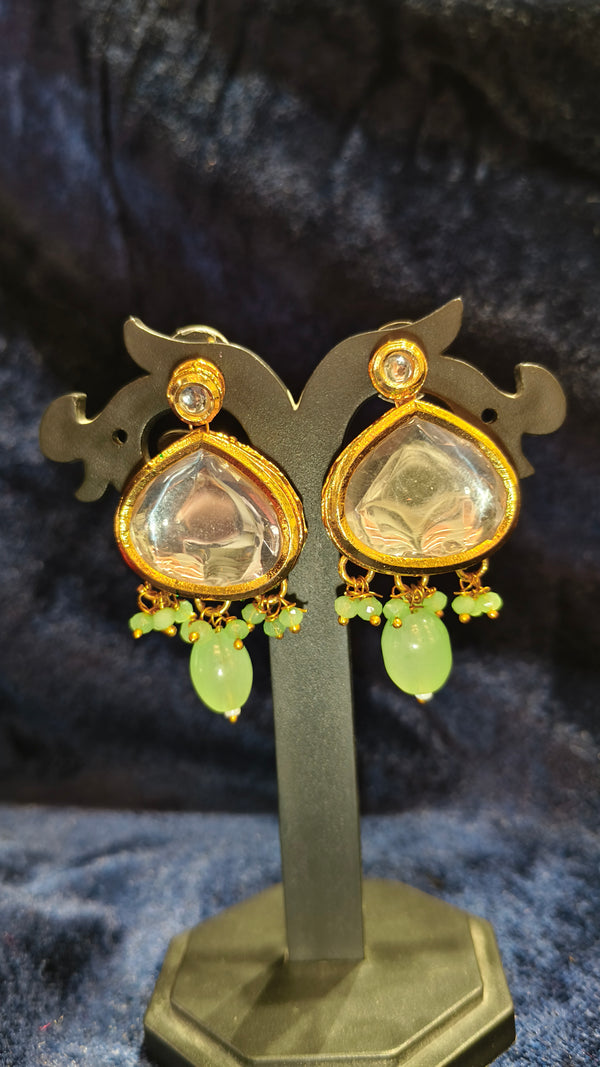 Necklace Mint Colour Choker With Kundan Polki