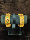 Gold plated Openable Green and red kundan stone 2.2 size 2 pic bangles