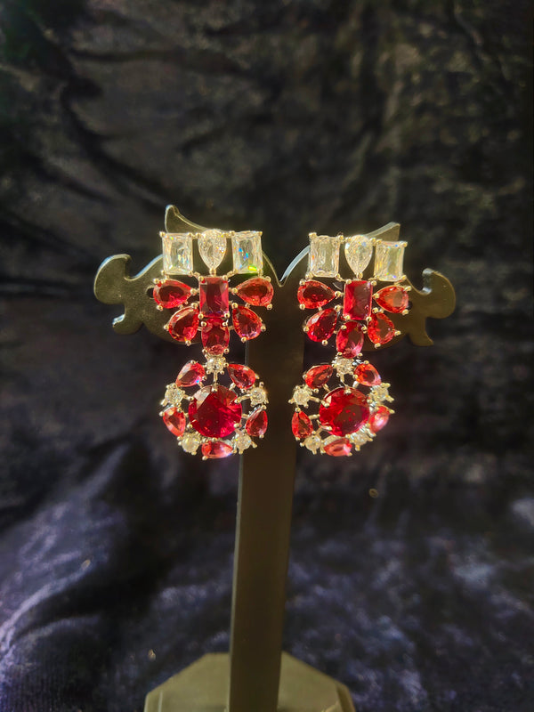 Ruby V shape AD Stone Necklace