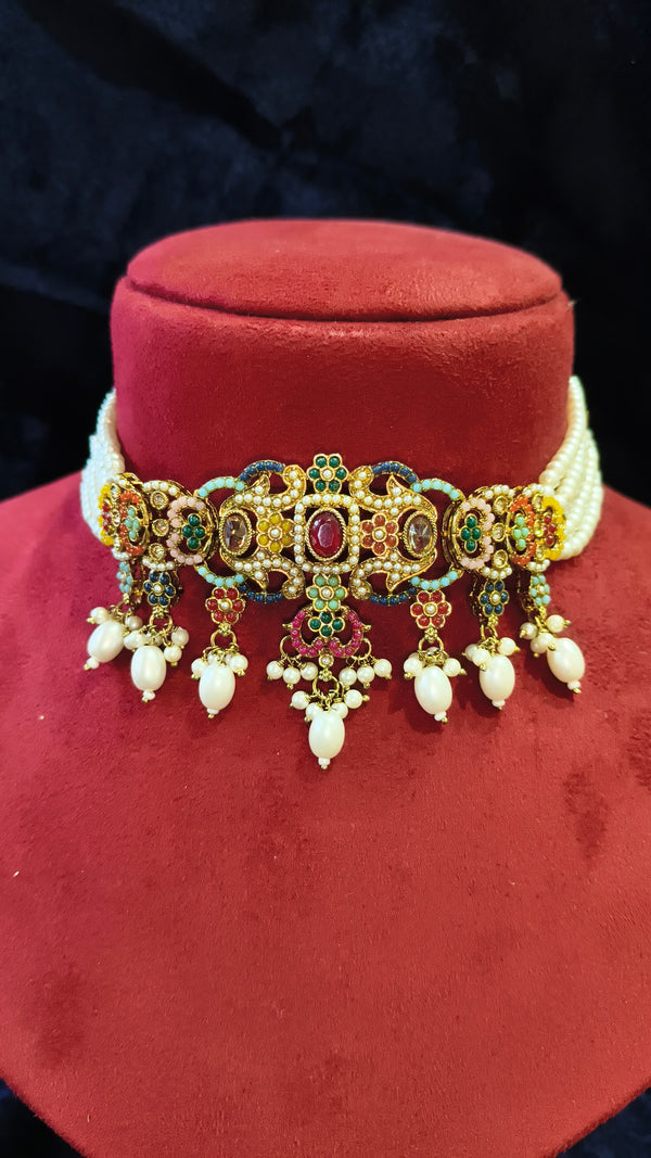 Moti Kundan Choker Necklace
