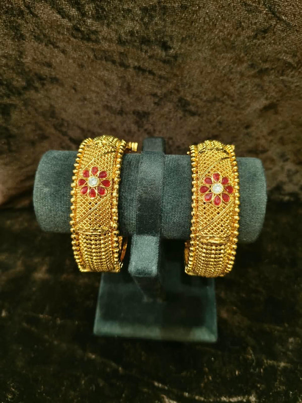 Gold plated Bangles 2 pic Brod design Openable size 2.2