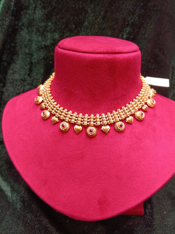Rajvadi Plain Golden Necklace