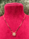 Short Length New Design Mangalsutra Artificial Imitation Short Mangalsutra With Black Breads And Stone Pendant