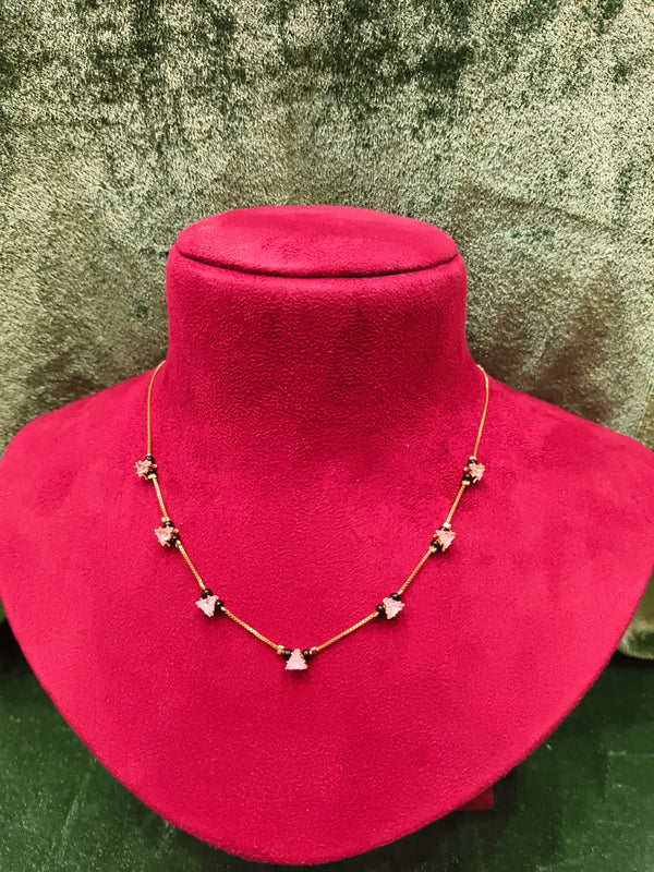 Short Length New Design Stone Mangalsutra Artificial Imitation Mangalsutra With Black Breads