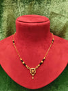 Short Gold Plated Black Beads Delicate Mangalsutra With stone Pendant