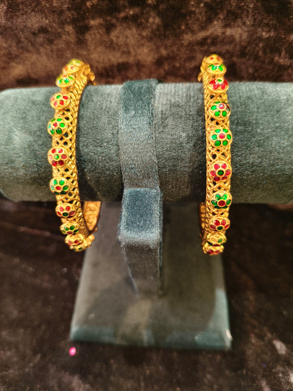 Gold polish Rajwadi Style 2 pic Bangles Size 2.4