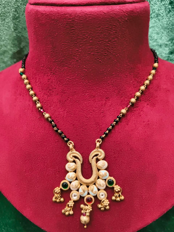 Short length mangalsutra, Imitation artificial short mangalsutra, Black beads mangalsutra