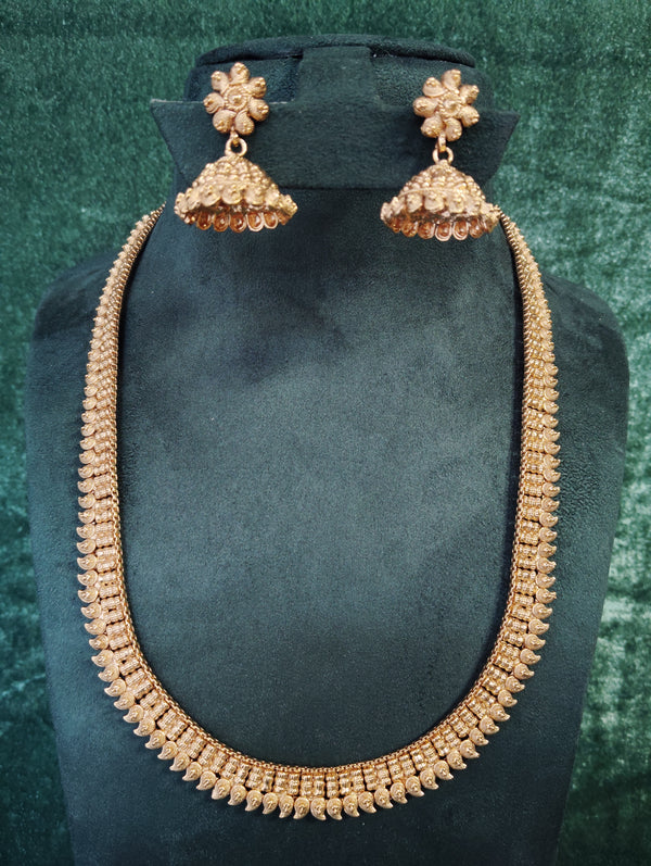 Long Plain Gold plated Necklace Traditional.