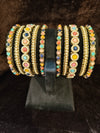 Bangles with colour kundan and pearl moti Size 2.4