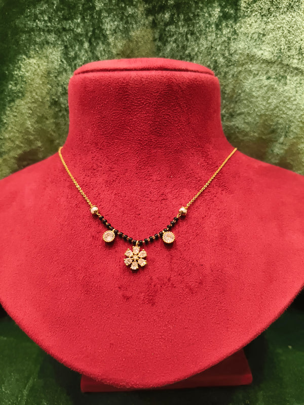 Short Length New Trending Design Stone Mangalsutra Artificial Imitation Mangalsutra With Black Breads with Stone Delicate Design