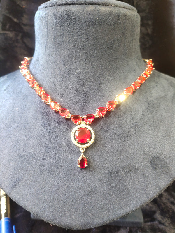 Red AD Stone Necklace