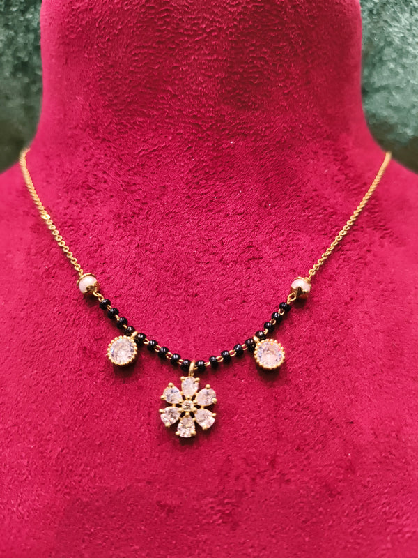 Short Length New Trending Design Stone Mangalsutra Artificial Imitation Mangalsutra With Black Breads with Stone Delicate Design