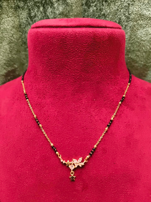 Short Length New Design Stone Mangalsutra Artificial Imitation Mangalsutra With Black Breads