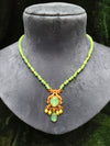 Mint colour beads mala with moti beads pendant