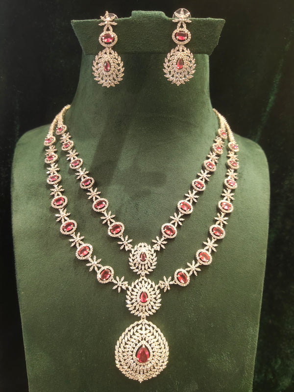 AD Stone Layer Long Necklace