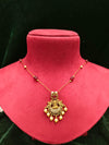 Delicate Stone Necklace Invisible Temple necklace with Lakshmi pendant and moti Pearl