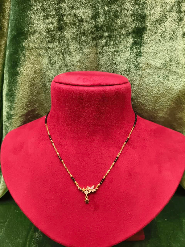 Short Length New Design Stone Mangalsutra Artificial Imitation Mangalsutra With Black Breads